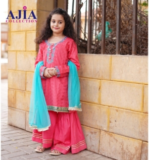 Hot pink embroided dress (4)