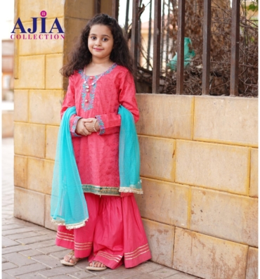 Hot pink embroided dress (4)