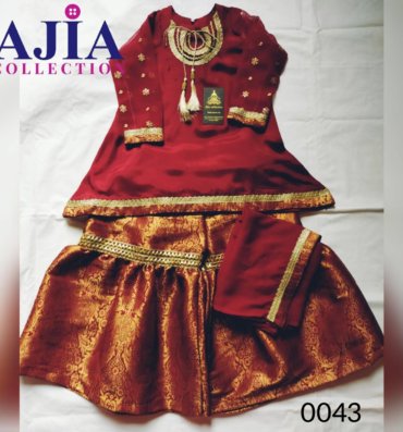 maroon-fancy-dress-with-banarsi-garara