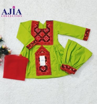 Parrot Green Balochi Dress