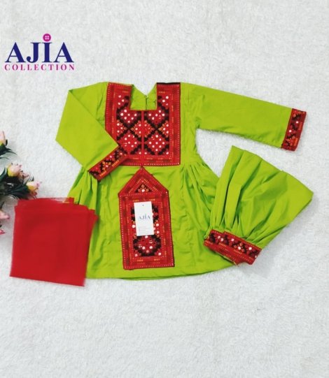 Parrot Green Balochi Dress