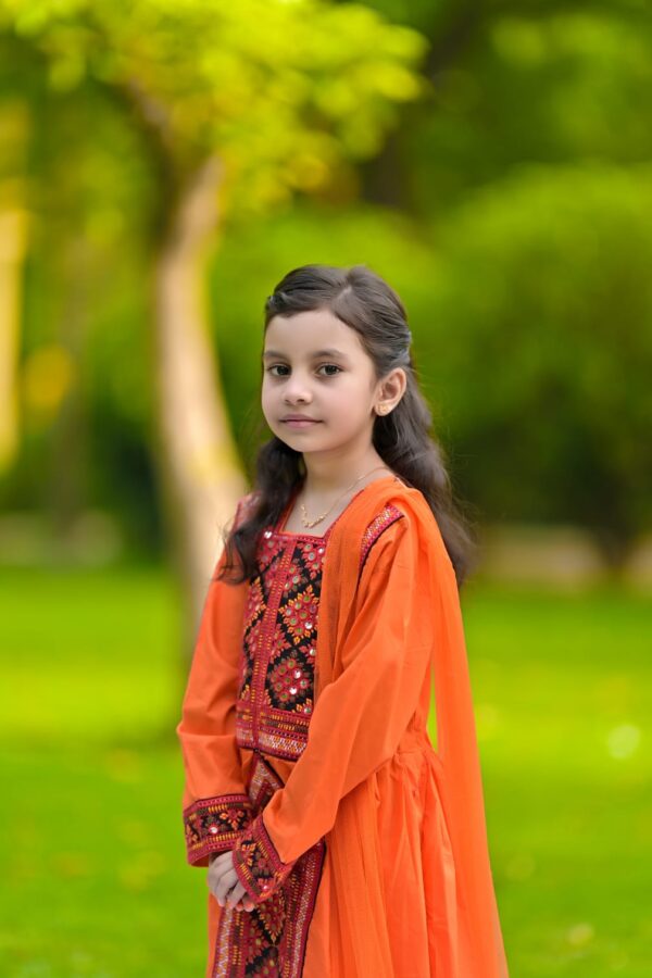 Orange & Black Balochi Dress - Image 4