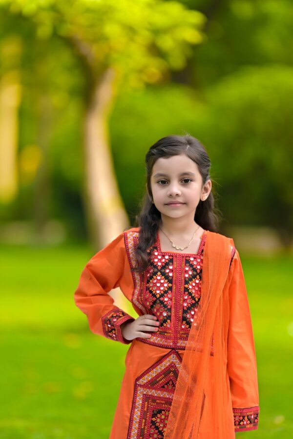 Orange & Black Balochi Dress - Image 3