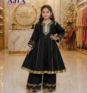 Black Bareeze Cotton Lawn Outfit for Kids & Adults